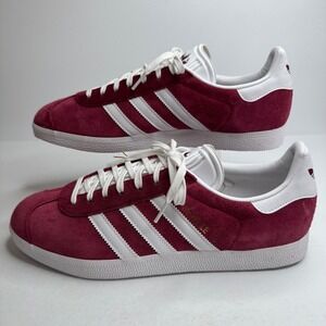 Adidas Gazelle Mens Sneakers Burgundy White Suede Low Top Shoes B41645 Size 10.5